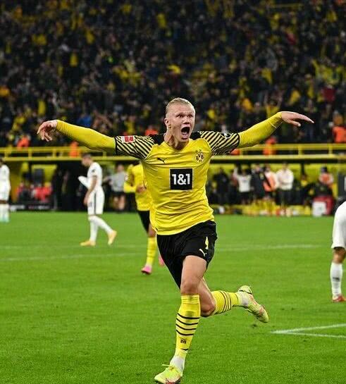 Haaland celebra gol marcado pelo Borussia Dortmund