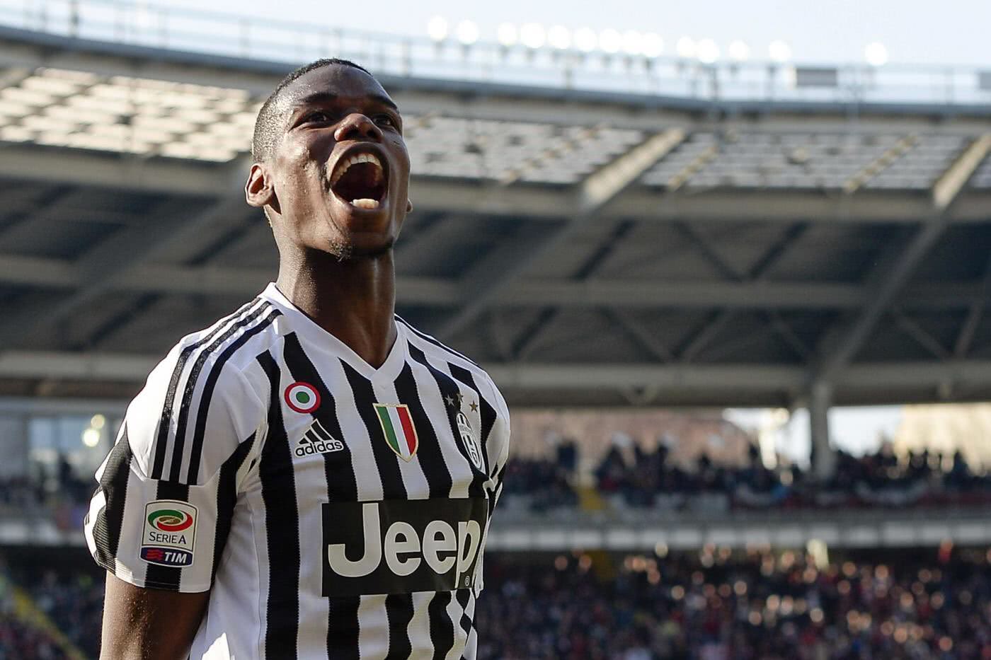 Pogba em passagem pela Juventus comemorando gol