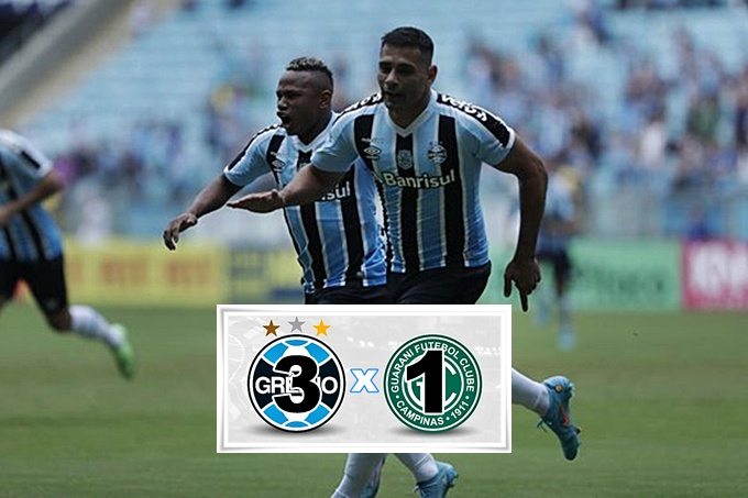 Gols de Grêmio x Guarani pelo Brasileirão com hat-trick de Diego Sousa