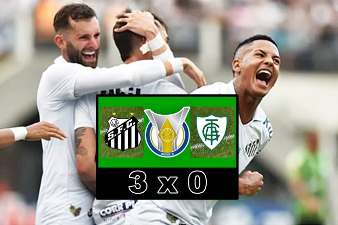 Gols de Santos x América-MG pelo Campeonato Brasileiro neste domingo na Vila Belmiro