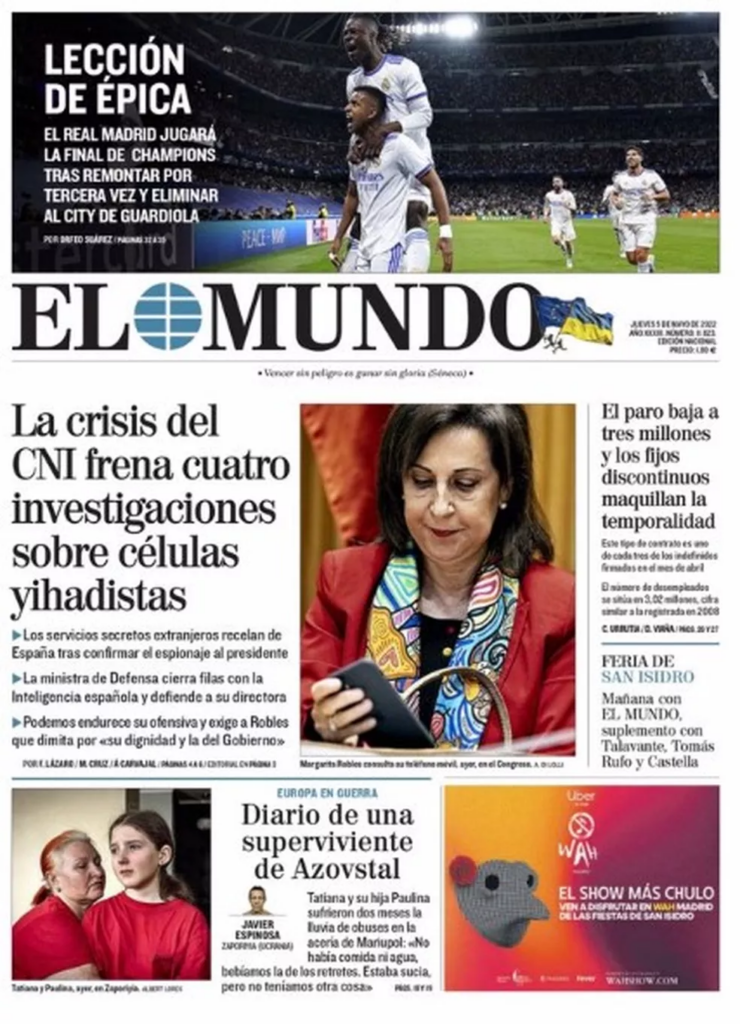 Jornal 'El Mundo'. (Foto: Reprodução)