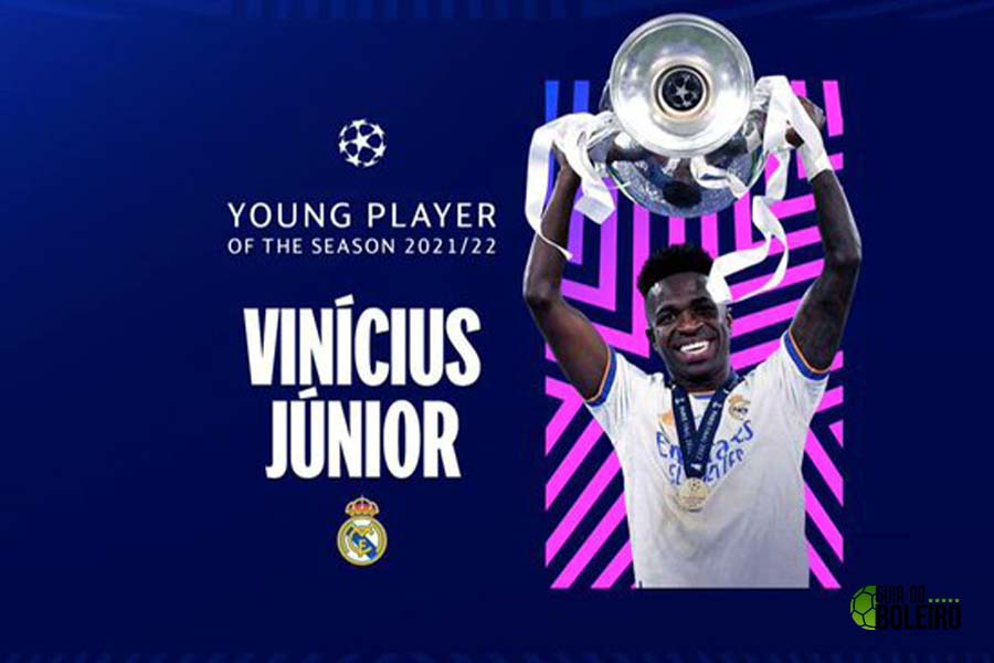 Vinícius Júnior supera Mbappé e vence prêmio de melhor jogador jovem da Champions. (Foto: Reprodução)