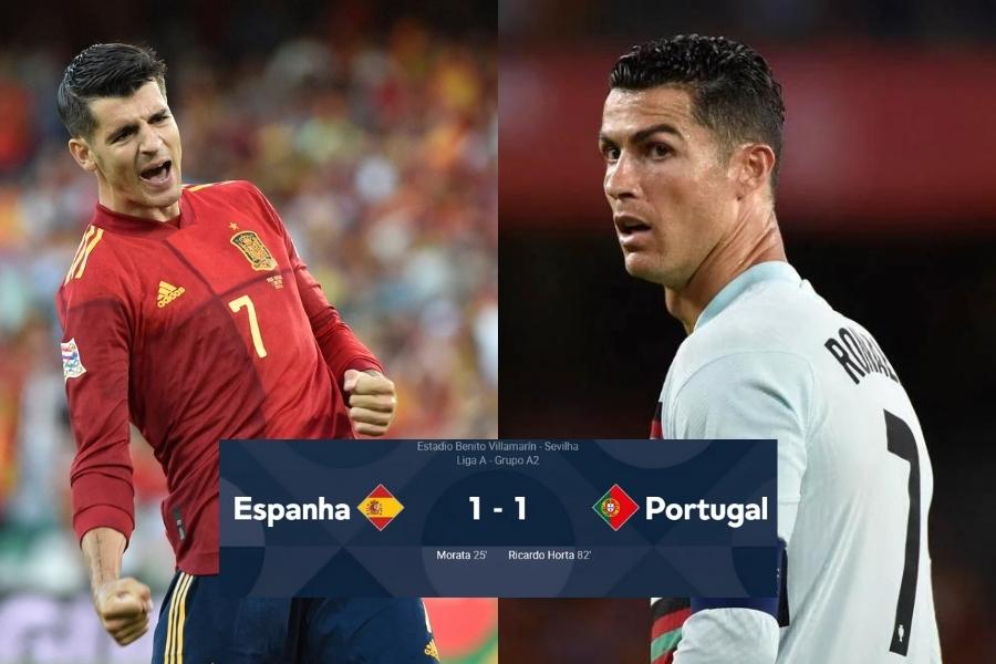 Espanha x Portugal melhores momentos Morata marca belo gol, mas CR7 sai do banco e Portugal empata na Liga das Nações