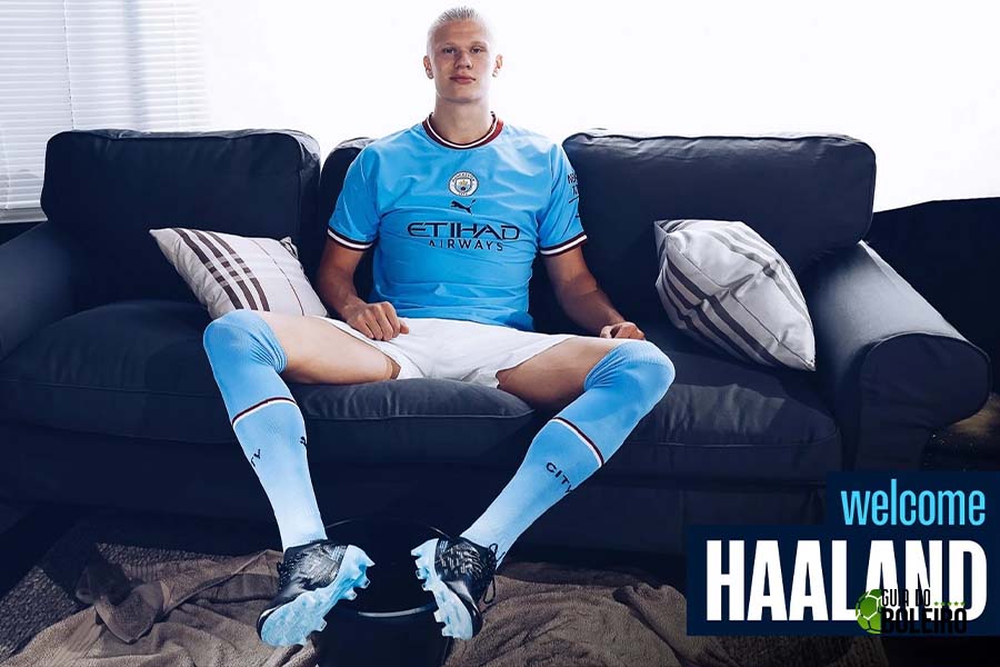 Manchester City apresenta Haaland oficialmente no clube. (Foto: Reprodução)