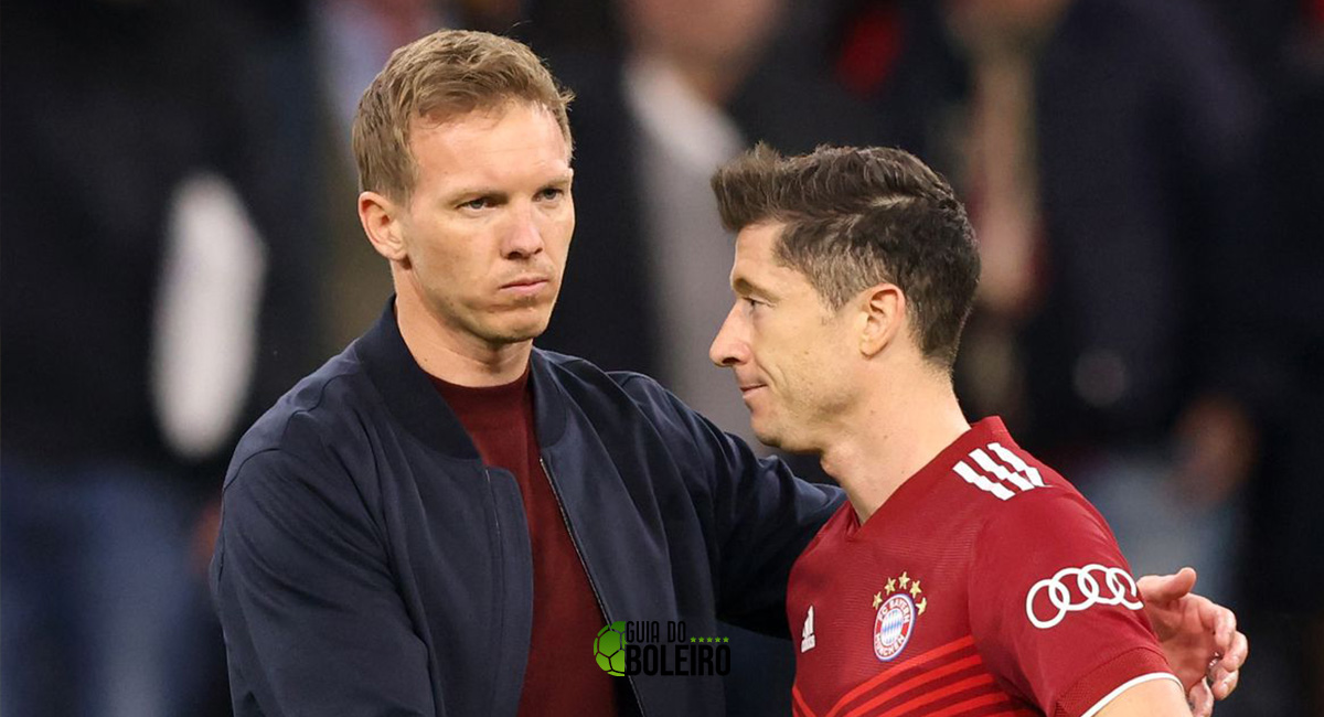 Lewandowski teria brigado com o treinador do Bayern de Munique, Nagelsmann. (Foto: Reprodução)