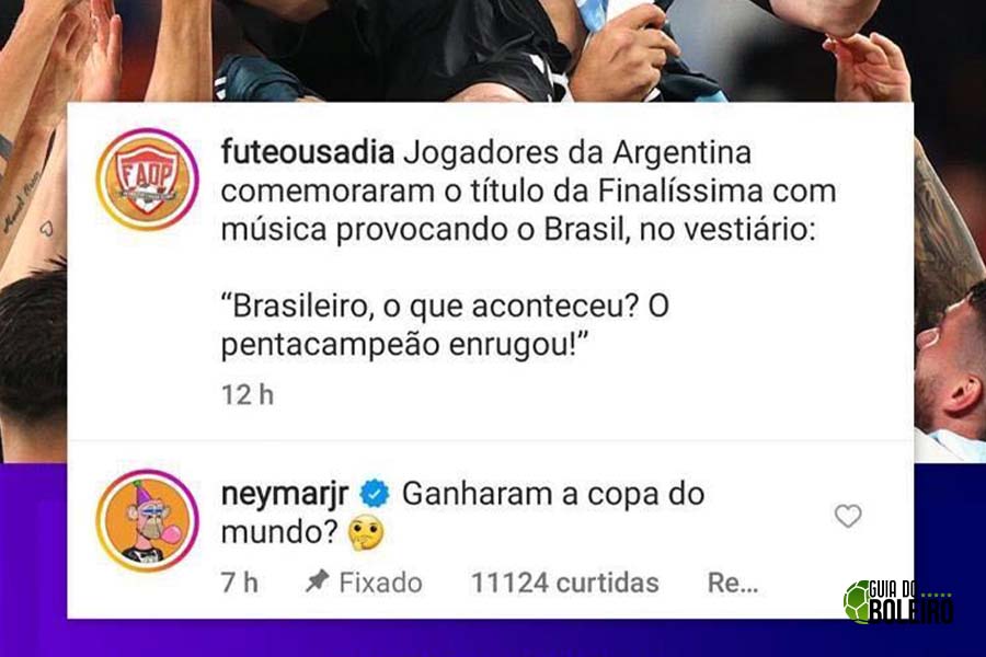 Neymar alfineta jogadores da Argentina após Finalíssima. (Foto: Reprodução)