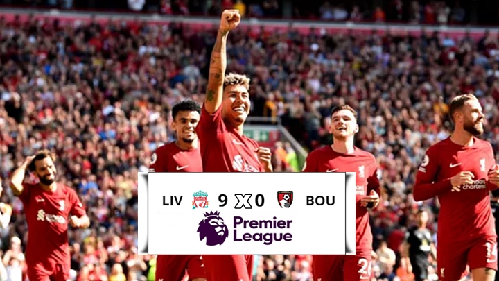 Gols de Liverpool x Bournemouth: Liverpool vence de goleada por 9 x 0, com dois gols de Firmino