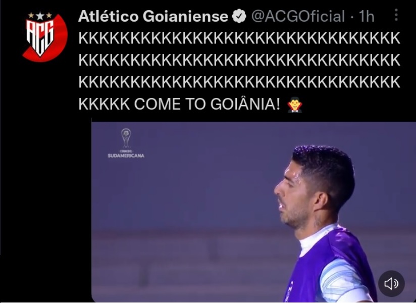 Após eliminar Nacional da Sul-Americana, Atlético-GO brinca com Suárez nas redes sociais