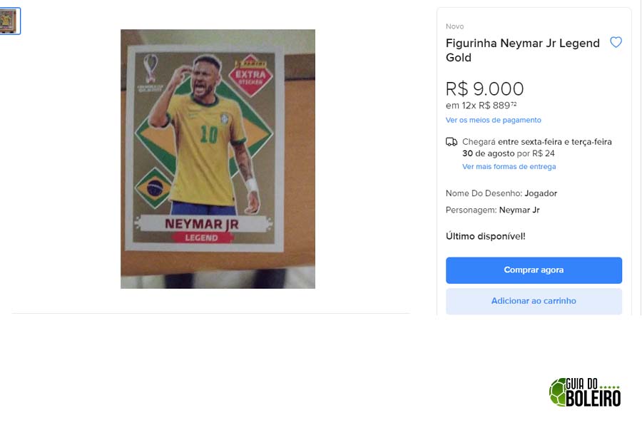 Figurinha de Neymar do álbum da Copa pode chegar a valor surpreendente. (Foto: Reprodução)