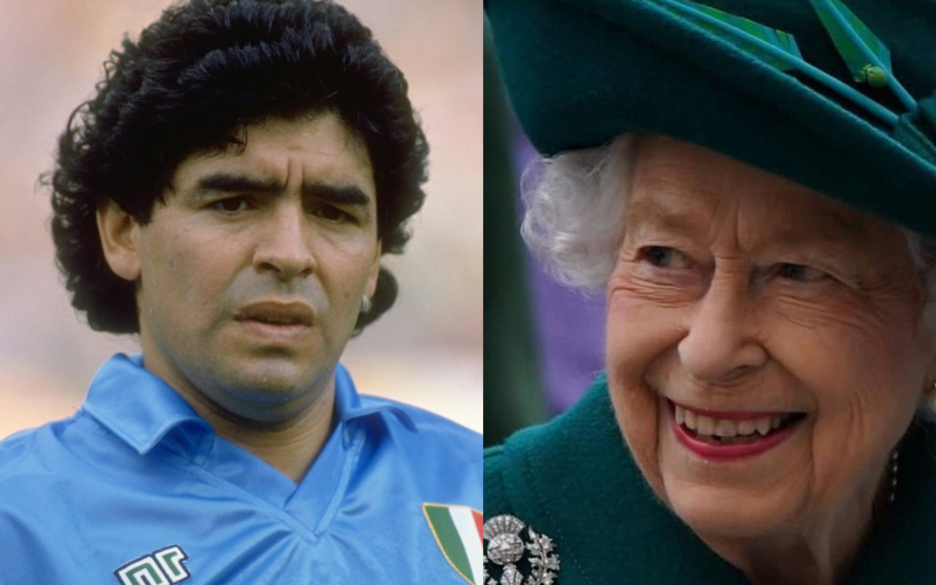 Diego Maradona e rainha Elizabeth II
