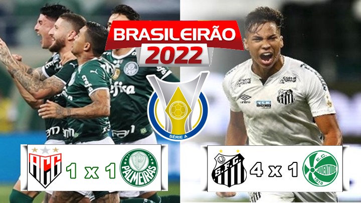 Gols da rodada Brasileirão: Santos goleia Juventude, Palmeiras empata com Atlético-GO