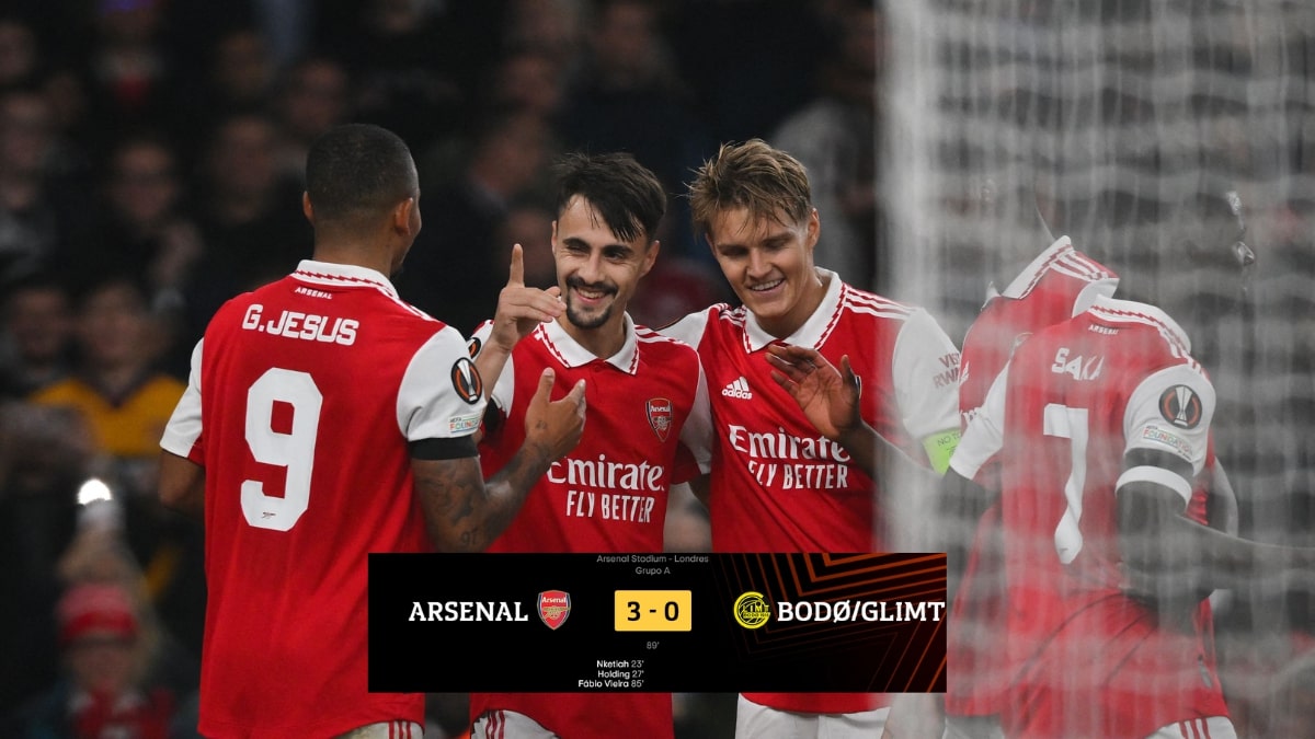 Gols de Arsenal x Bodo/Glimt: Gabriel Jesus entra e dá bela assistência em vitória por 3×0