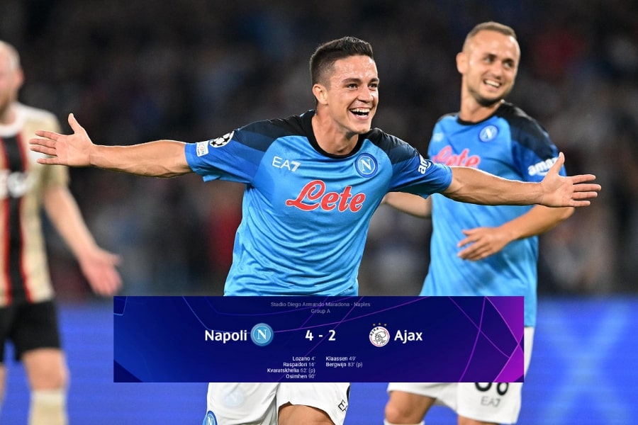 Gols de Napoli x Ajax: Italianos vencem por 4x2 garantem vaga nas Oitavas da Champions