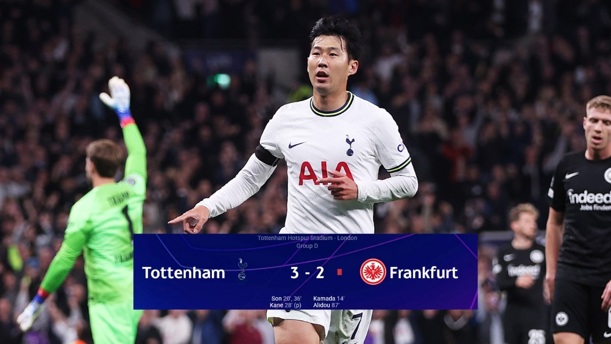 Gols de Tottenham x Frankfurt: Son marca golaço de voleio e Spurs vencem na Champions