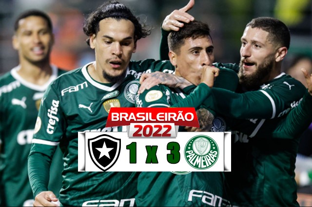 Gols e melhores momentos de Botafogo 1 x 3 Palmeiras pelo Campeonato Brasileiro