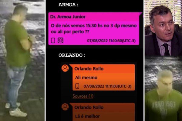 Troca de mensagens entre Orlando Rollo e policial civil