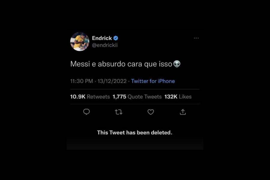 Endrick apaga postagem após ser criticado por torcedores do Real Madrid. Foto: Divulgação