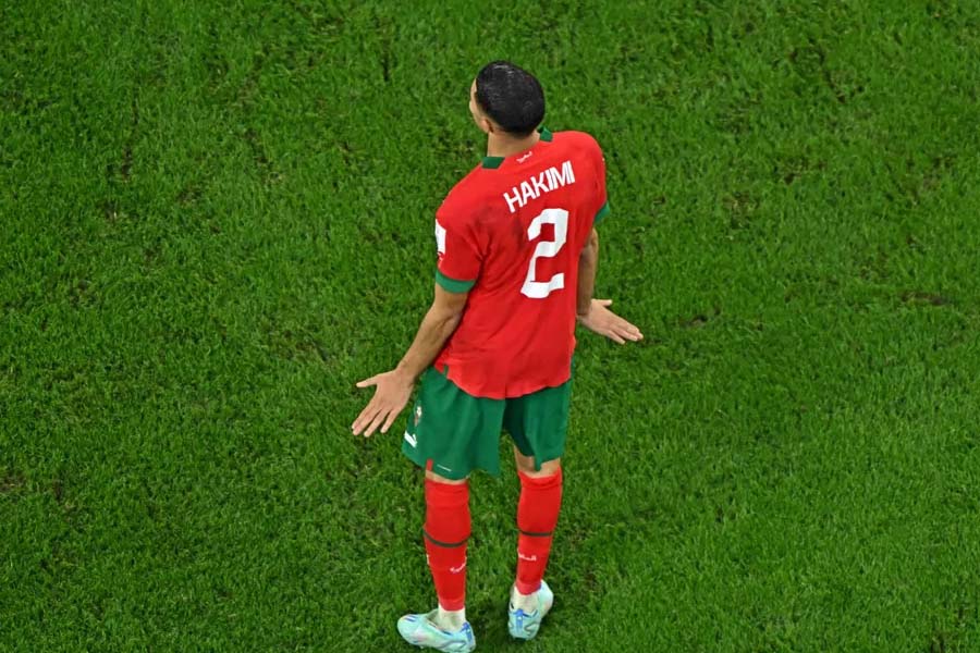 Hakimi provoca Luís Henrique em comemoração após classificação na Copa do Mundo 2022. Foto: Divulgação