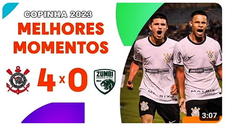 Corinthians estreia na Copinha com vitória por 4 x 0 sobre o Zumbi-AL