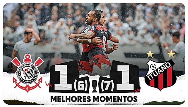 Gols de Corinthians x Ituano: após empate em 1 x 1 Timão é eliminado nos pênaltis pelo Ituano
