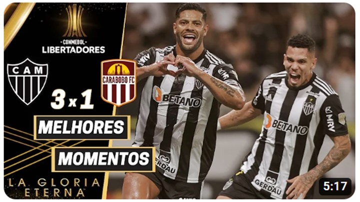 Atlético Mineiro vence Carabobo por 3 x 1 e avança na Copa Libertadores