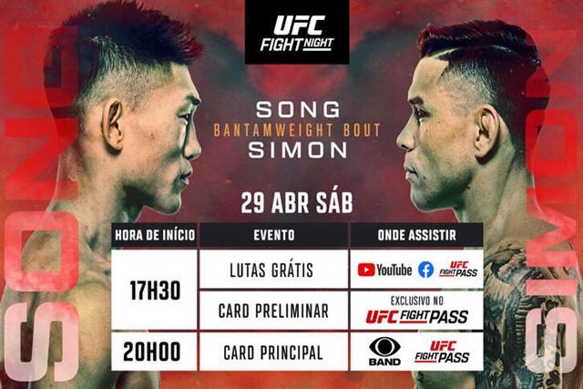 Onde assistir de graça as lutas dos brasileirons no UFC Fight Night Song x Simon
