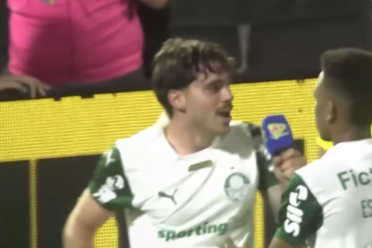 Estêvão pegou o microfone de um repórter e o colocou em frente à boca de Maurício