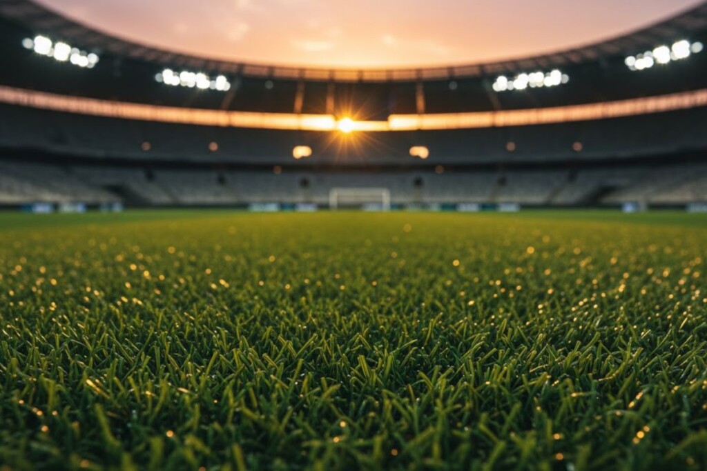 Gramado sintético em um estádio do brasileirão